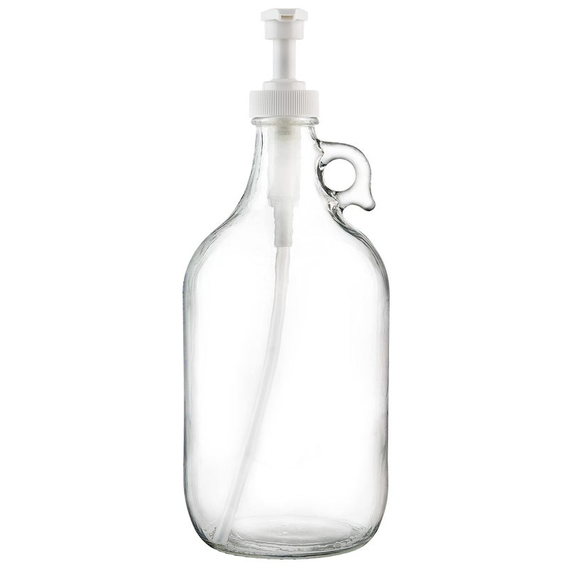 kitchentoolz Half Gallon Glass Laundry Detergent Dispenser- Large Jug with Pump for Liquid Laundry Soap Dispenser, Fabric Softener, Syrup Pump - 64 oz - Made in USA - Image 1